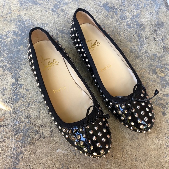 CHRISTIAN LOUBOUTIN | Black Studded Ballet Flats - Picture 8 of 13